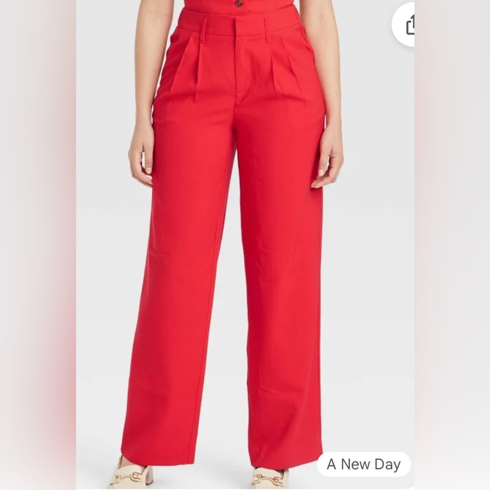 NWT New Day for Target Women's High-Rise Pleat Front Red Trousers Size 6